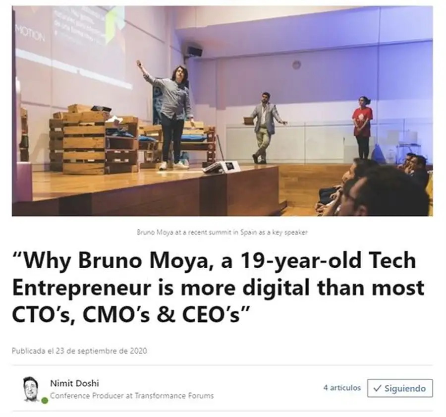 Por qué Bruno Moya, un emprendedor tecnológico de 19 años, es más digital que la mayoría de CTOs, CMOs y CEOs